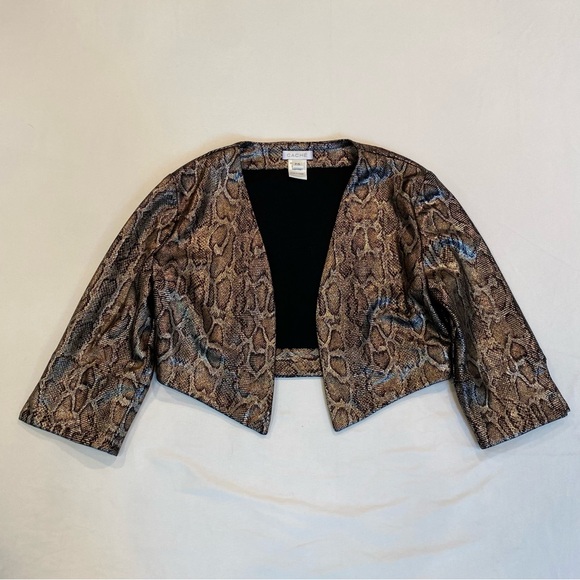 Cache Metallic Snakeskin Print Cropped Jacket Cover-Up, Size Small - Picture 3 of 8